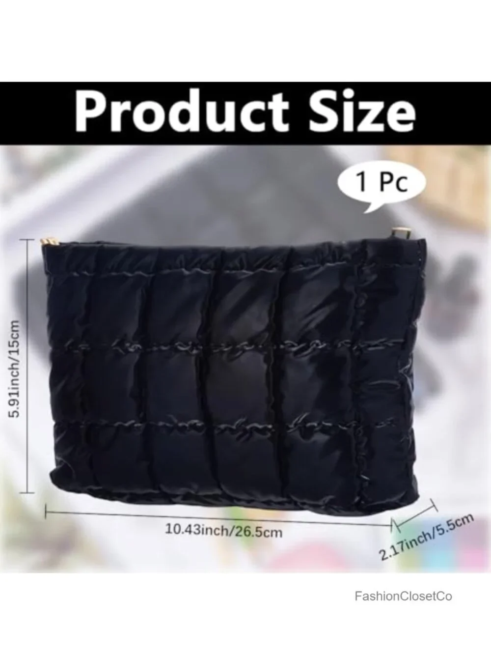 Puffy Quilted Cosmetic Bag PU Leather Makeup Pouch Toiletry Organizer Travel